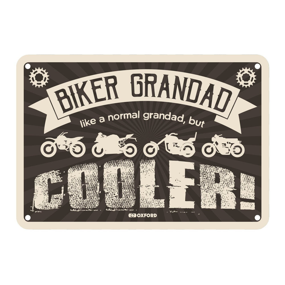 Oxford Garage Metal Sign: "Biker Grandad  Like a Normal Grandad  But Cooler"