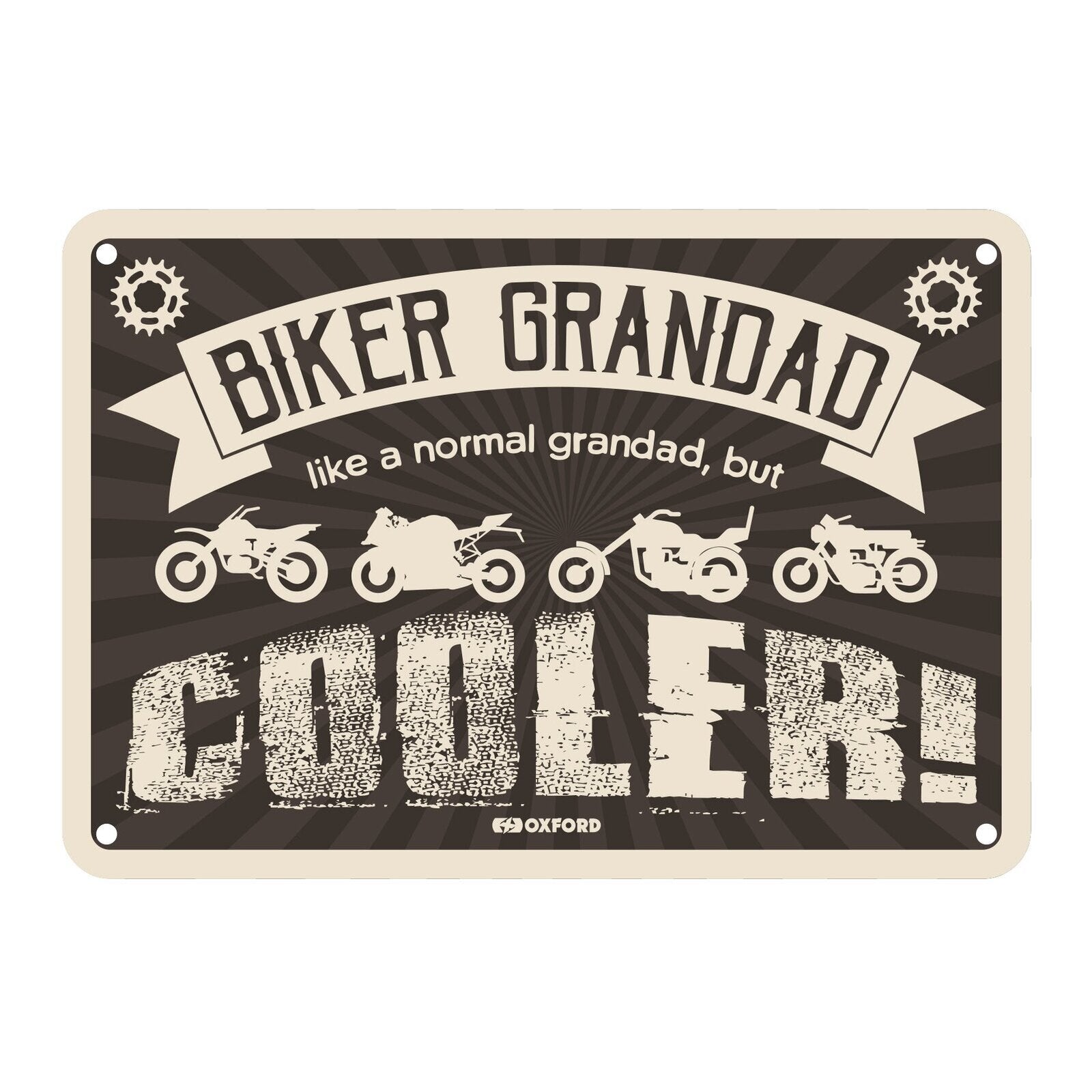 Oxford Garage Metal Sign: "Biker Grandad  Like a Normal Grandad  But Cooler"