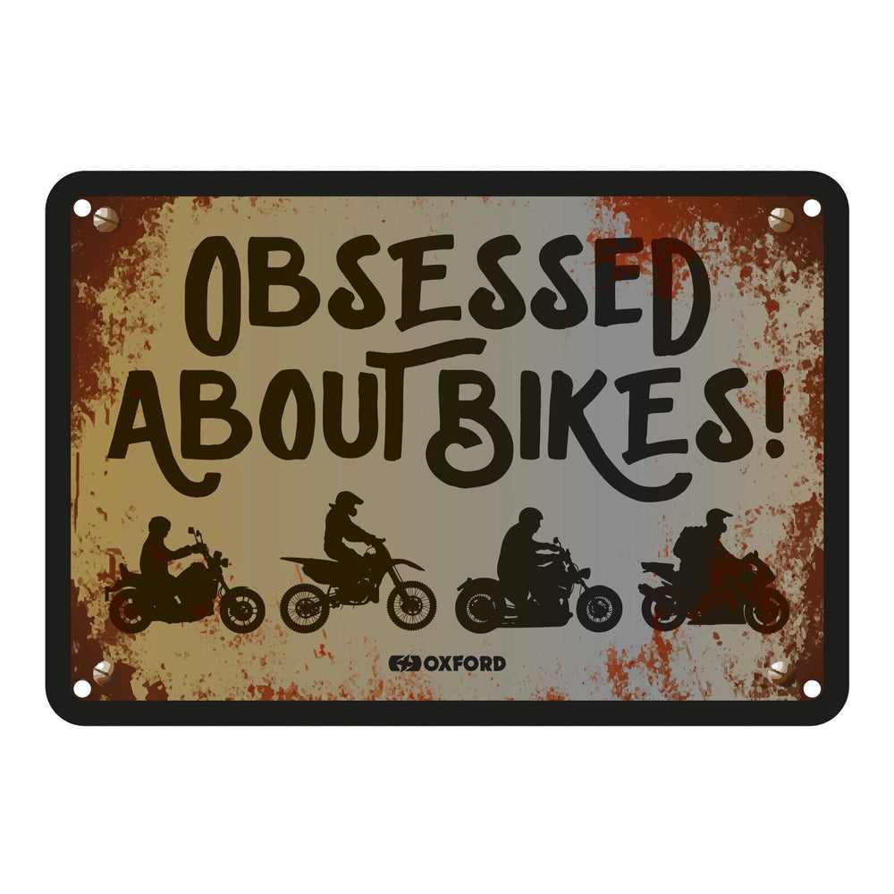 Oxford Garage Metal Sign: "Obsessed About Bikers"