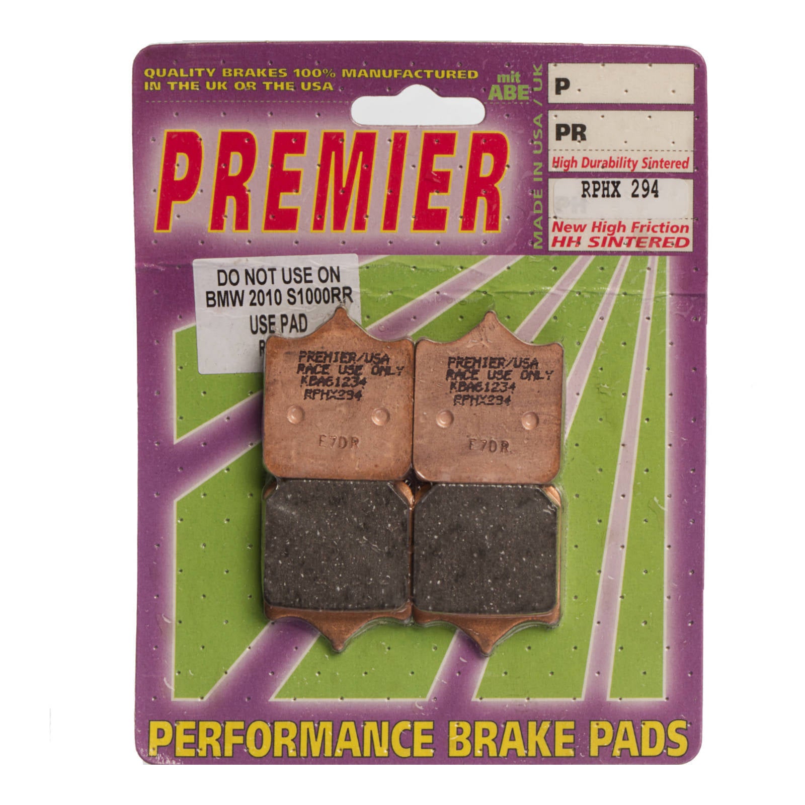 Premier Brake Pads Rphx Sintered Racing Only