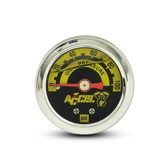 ACCEL OIL PRESSURE GAUGE 0-100PSI CHR