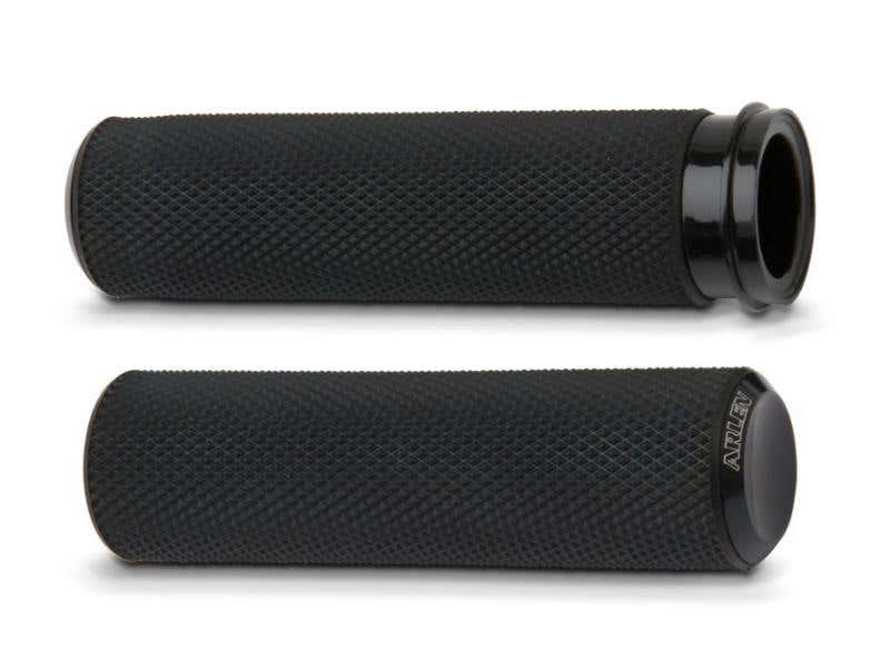 ARLEN NESS KNURLED FUSION HANDGRIPS - BLACK. FITS BIG TWIN 2008-2024 WITH THROTTLE-BY-WIRE