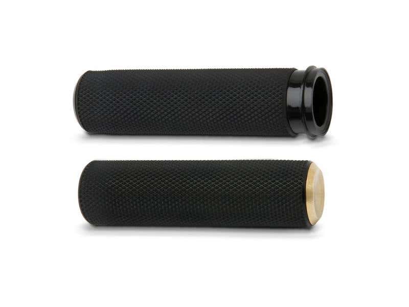 ARLEN NESS KNURLED FUSION HANDGRIPS - BRASS. FITS BIG TWIN 2008-2024 WITH THROTTLE-BY-WIRE