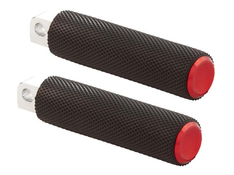 ARLEN NESS KNURLED FUSION FOOTPEGS - RED. FITS H-D.