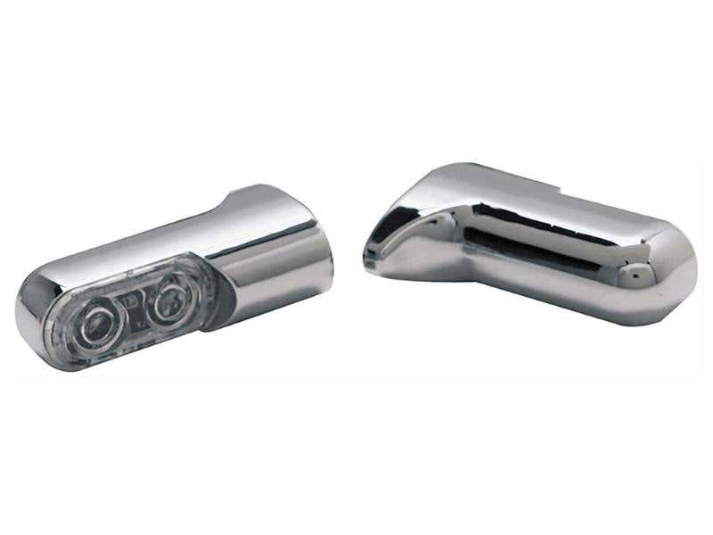 ARLEN NESS REAR TURN SIGNALS WITH POWER AMBER LED - CHROME. FITS SOFTAIL 2000UP DYNA 2000-2017 & SPORTSTER 2000-2021.