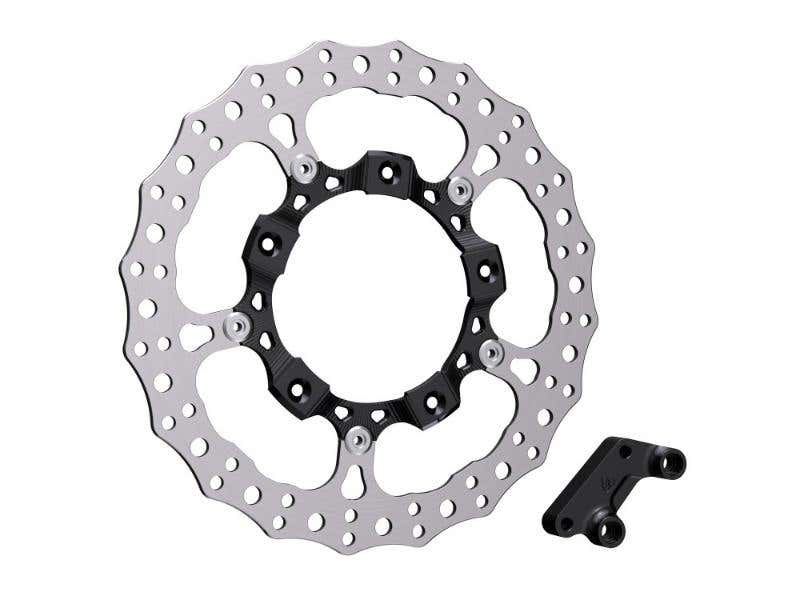 ARLEN NESS 14IN. LEFT HAND FRONT JAGGED BIG BRAKE DISC ROTOR - BLACK. FITS MOST TOURING 2008-2024