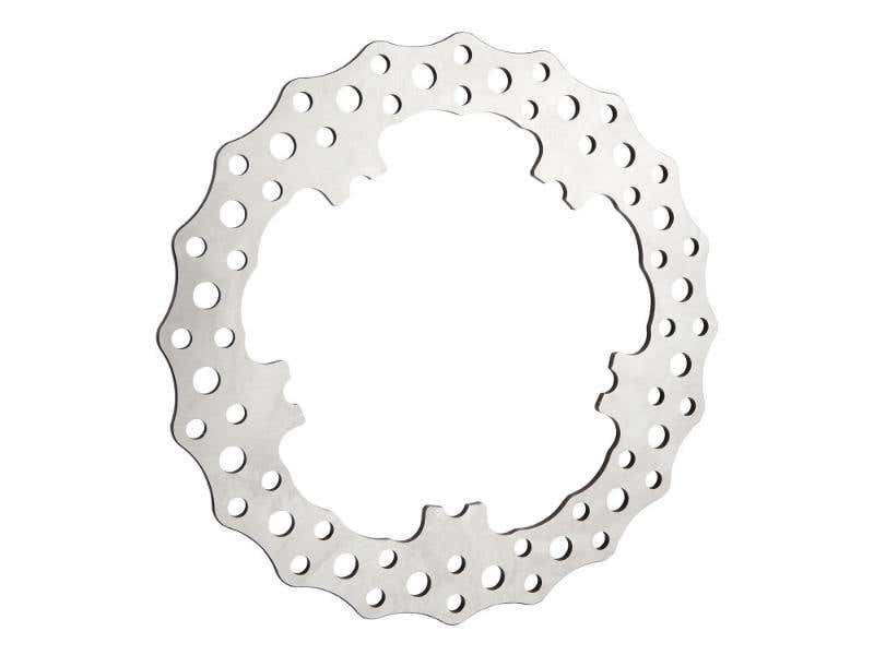 ARLEN NESS 11.8IN. FRONT JAGGED DISC ROTOR - STAINLESS STEEL. FITS V-ROD & DYNA 2006-2017 MODELS WITH OEM CAST WHEEL.