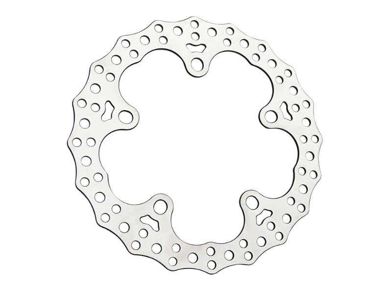 ARLEN NESS 12.6IN. FRONT JAGGED DISC ROTOR - STAINLESS STEEL. FITS TOURING 2024UP WITH OEM WHEEL AND SPOKE MOUNTED 320MM ROTORS.