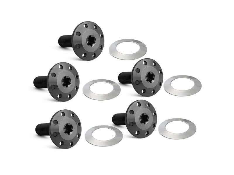 ARLEN NESS TITANIUM HOLESHOT FRONT BRAKE ROTOR BOLTS - BLACK. FITS MOST TOURING 2014-2024 WITH SPOKE MOUNTED DISC