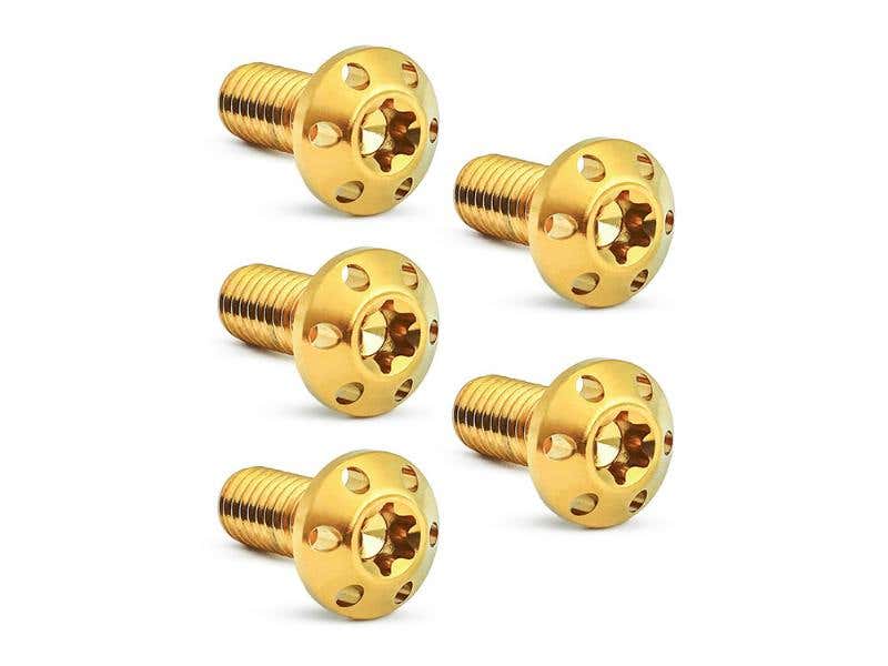 ARLEN NESS TITANIUM REAR DISC ROTOR BOLTS - GOLD. FITS H-D BIG TWIN 1997UP & SPORTSTER 1997-2021
