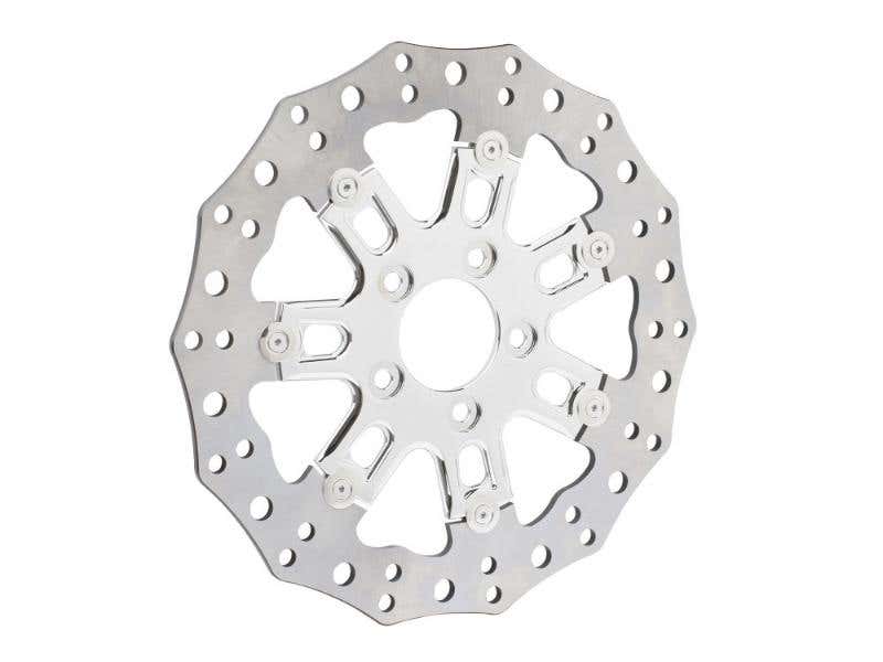 ARLEN NESS 11.8IN. FRONT 7-VALVE DISC ROTOR - CHROME. FITS DYNA 2006-2017 SOFTAIL 2015UP SPORTSTER 2014UP & SOME TOURING 2008UP.