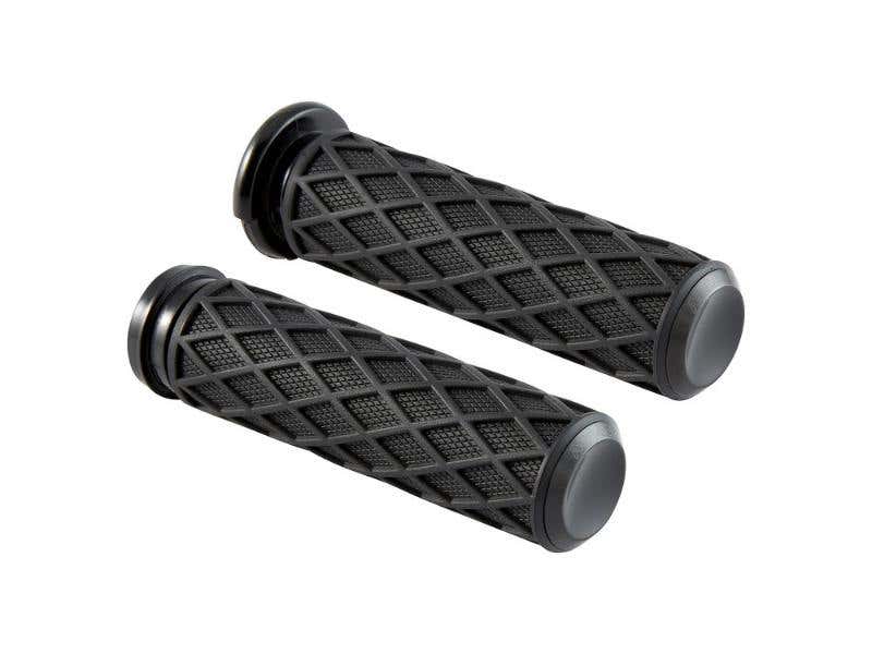 ARLEN NESS DIAMOND HANDGRIPS - BLACK. FITS BIG TWIN 2008-2024 WITH THROTTLE-BY-WIRE