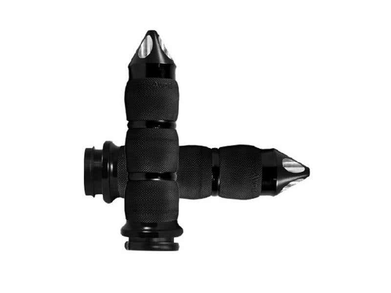 AVON SPIKE AIR CUSHION HANDGRIPS - BLACK. FITS BIG TWIN 2008-2024 WITH THROTTLE-BY-WIRE