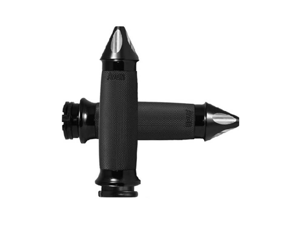 AVON SPIKE CUSTOM CONTOUR HANDGRIPS. H-D W/ THROTTLE CABLE.