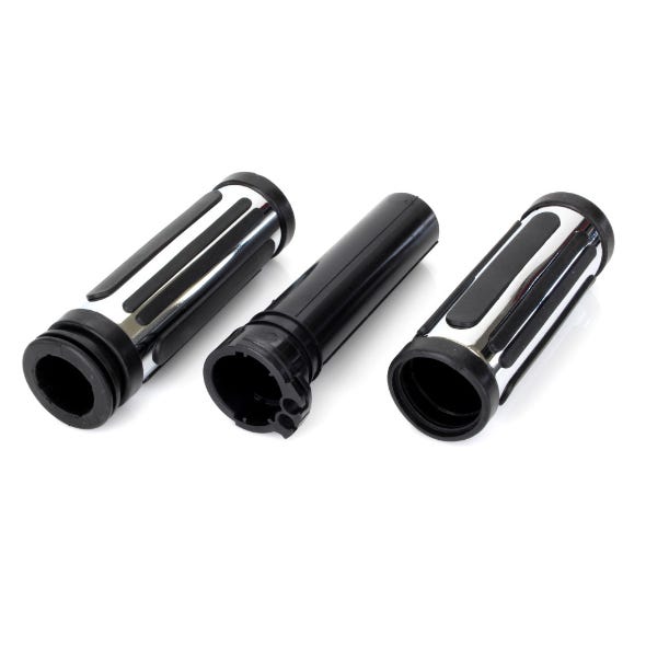 ROLLIES SPEED SHOP HANDGRIPS CHR & RUBBER 96UP