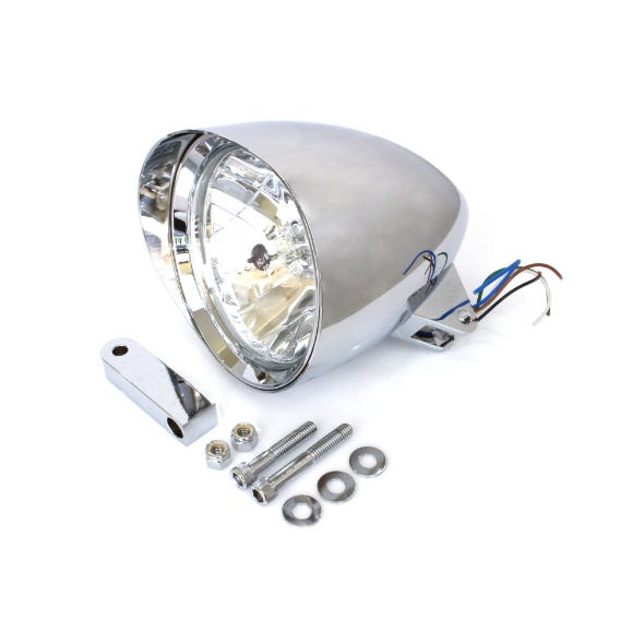 ROLLIES SPEED SHOP H/LIGHT 5-3/4 W/VISOR BILLET CHR