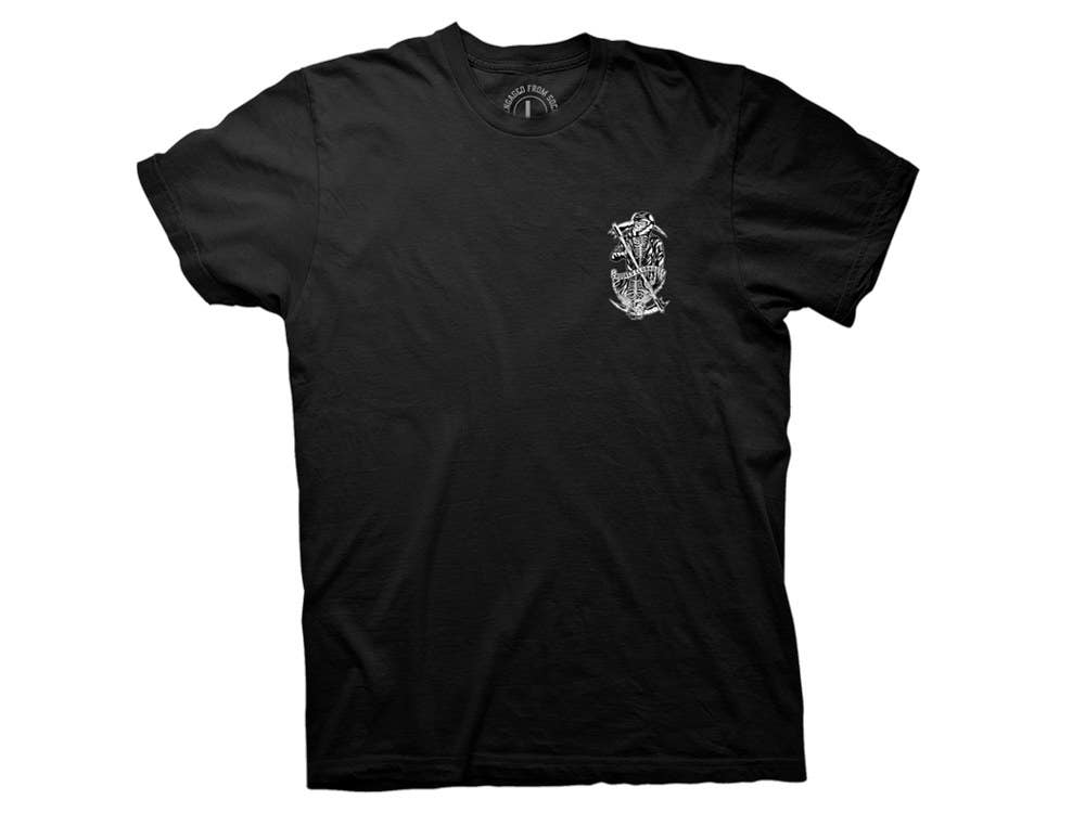CROOKED CLUBHOUSE Black Flip Back Short Sleeve Tee. Large.