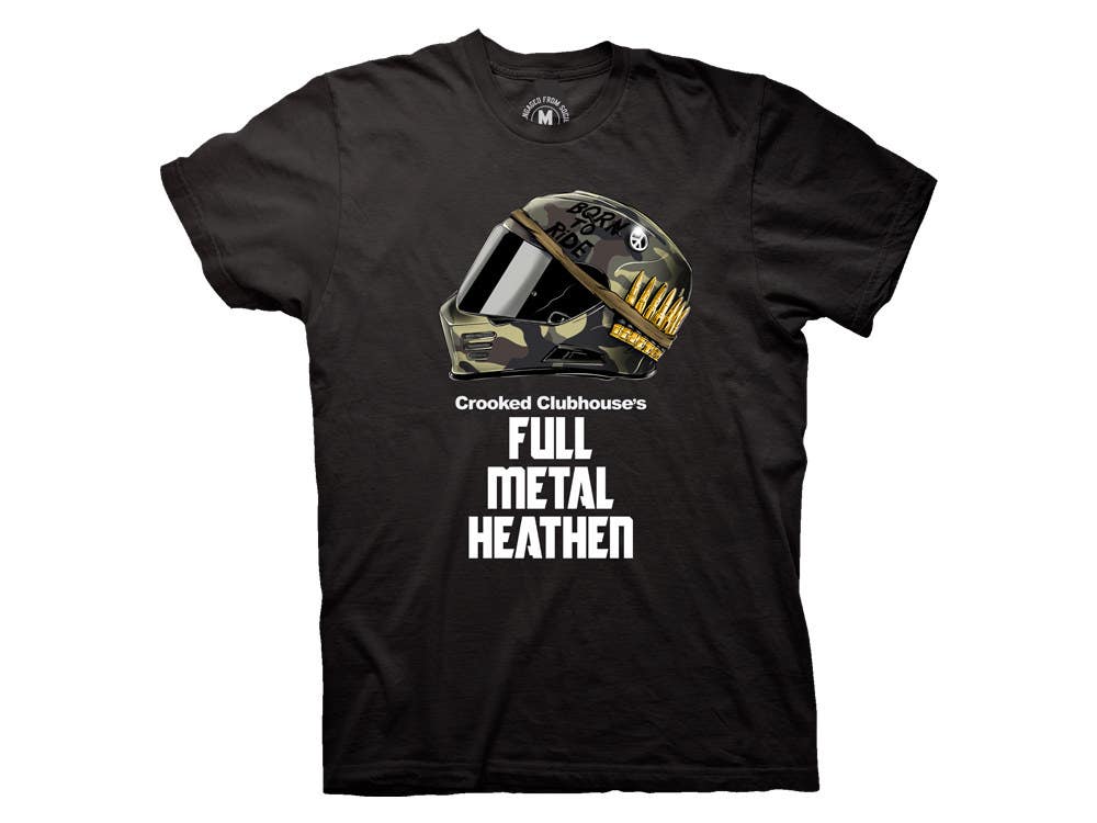 CROOKED CLUBHOUSE MENS FULL METAL SHORT SLEEVE TEE.