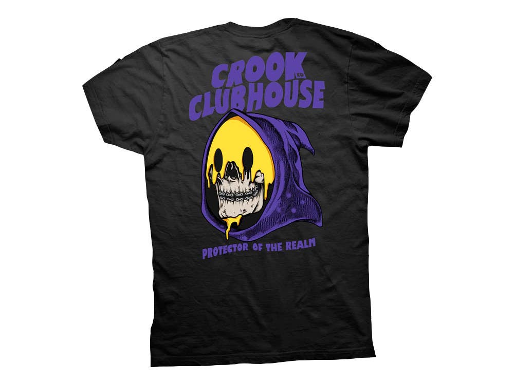 CROOKED CLUBHOUSE MENS SKELETOR SHORT SLEEVE TEE.