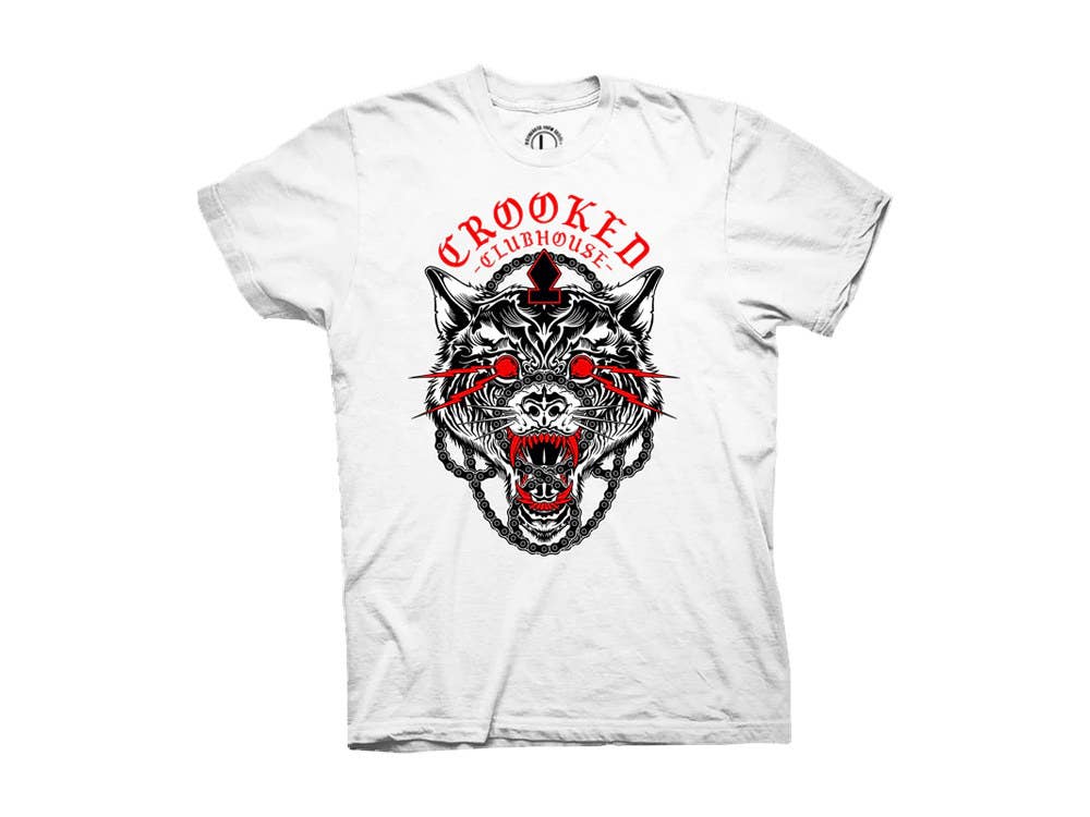 Crooked Clubhouse White Wolfgang Short Sleeve Tee. X-Large.