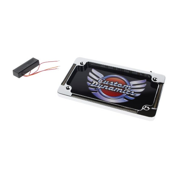 CUSTOM DYNAMICS N/PLATE FRAME FLAT CHR W/LED AMBER