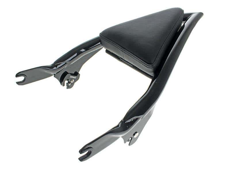 FACTORY 47 HANDLEBARS DIAMOND STITCH APEX SISSY BAR BACKREST - GLOSS BLACK. FITS TOURING 2009UP.