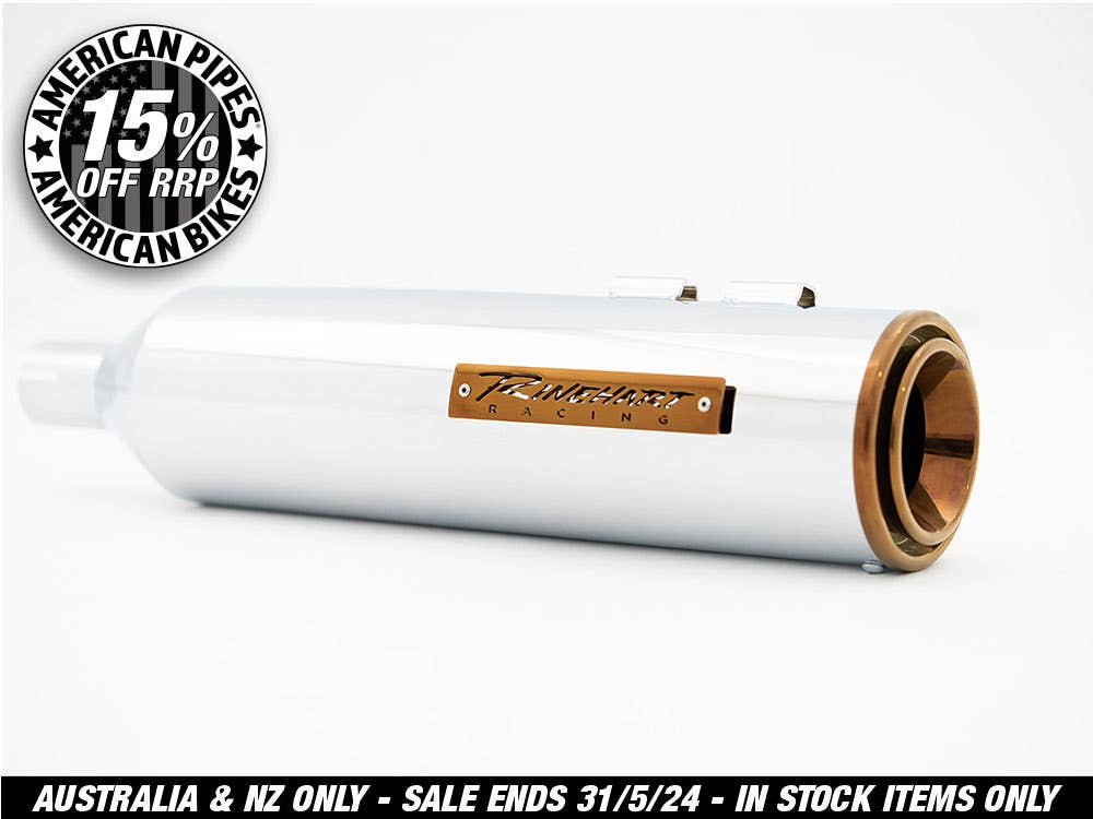 RINEHART RACING EXHAUSTS MUFFLERS FLH17UP 4.5 CHR W/BOURB