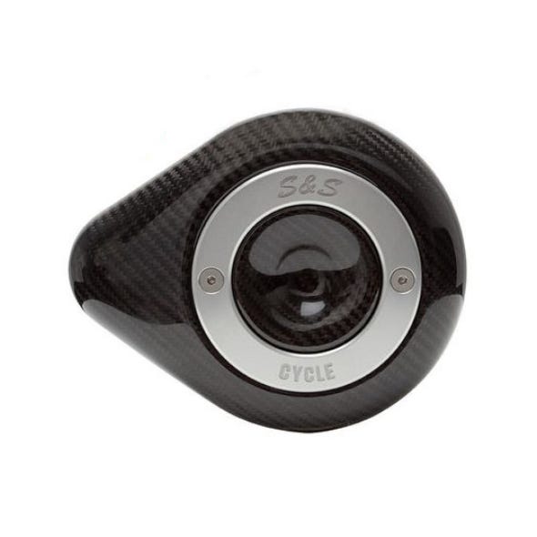 S&S CYCLE PERFORMANCE STEALTH TEARDROP AIR CLEANER KIT - CARBON FIBER. FITS TWIN CAM 1999-2017 WITH CABLE OPERATED CARBURETTOR & THROTTLE BODY.