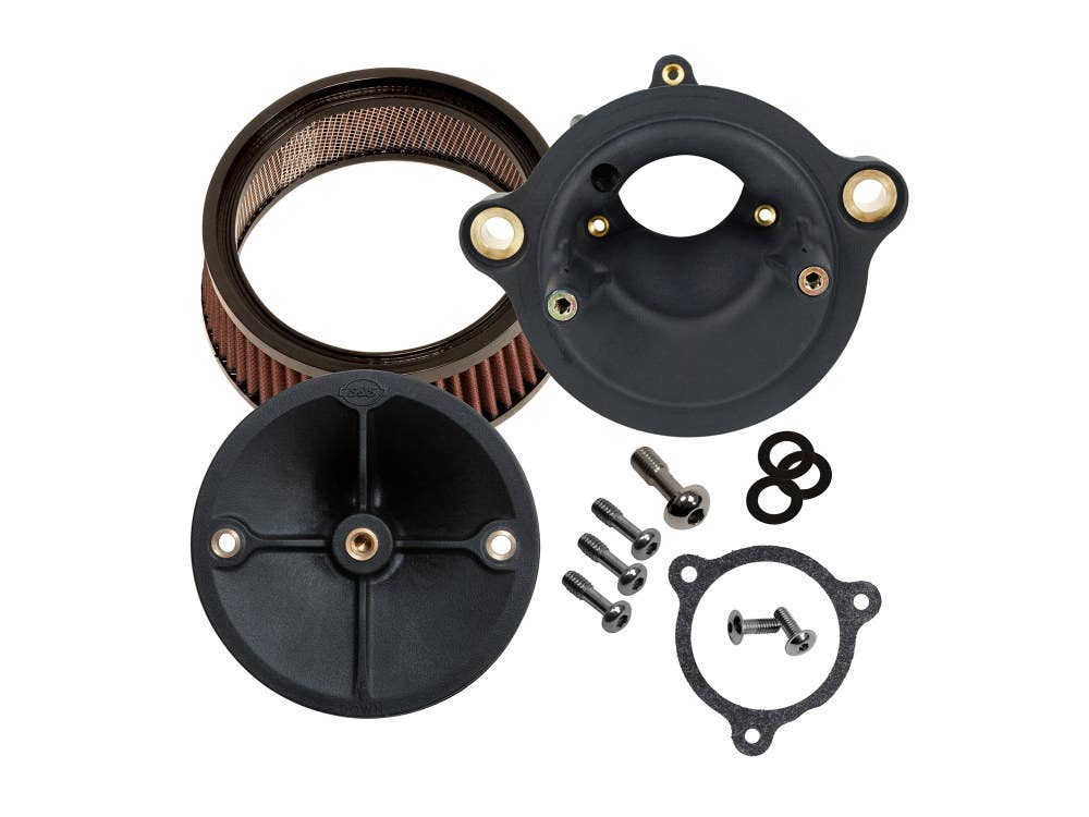 S&S CYCLE PERFORMANCE STEALTH AIR CLEANER KIT WITH HIGH FLOW ELEMENT. FITS CVO TOURING MODELS 2023UP & 2024UP STREET GLIDE & ROAD GLIDE