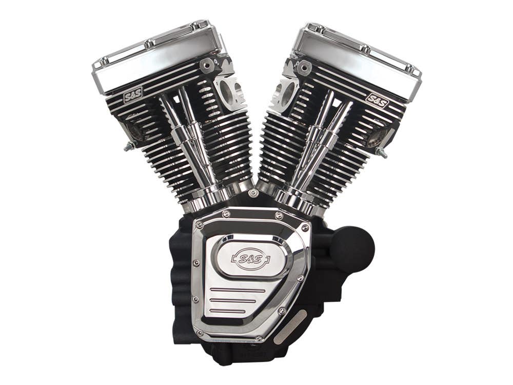 S&S CYCLE PERFORMANCE 111CI TWIN CAM ENGINE - BLACK WITH CHROME COVERS. FITS TOURING 2007-2016