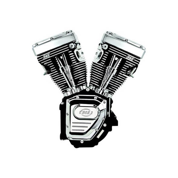 S&S CYCLE PERFORMANCE 124CI TWIN CAM ENGINE - BLACK WITH CHROME COVERS. FITS DYNA 2006-2017.