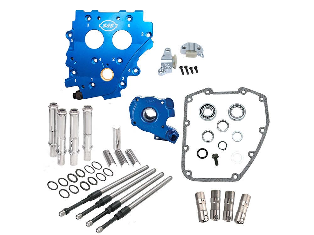 S&S CYCLE PERFORMANCE CAM CHEST KIT WITH CHROME PUSHROD KIT NO CAM - SUITS CHAIN DRIVE CAMSHAFT. FITS TWIN CAM 1999-2006