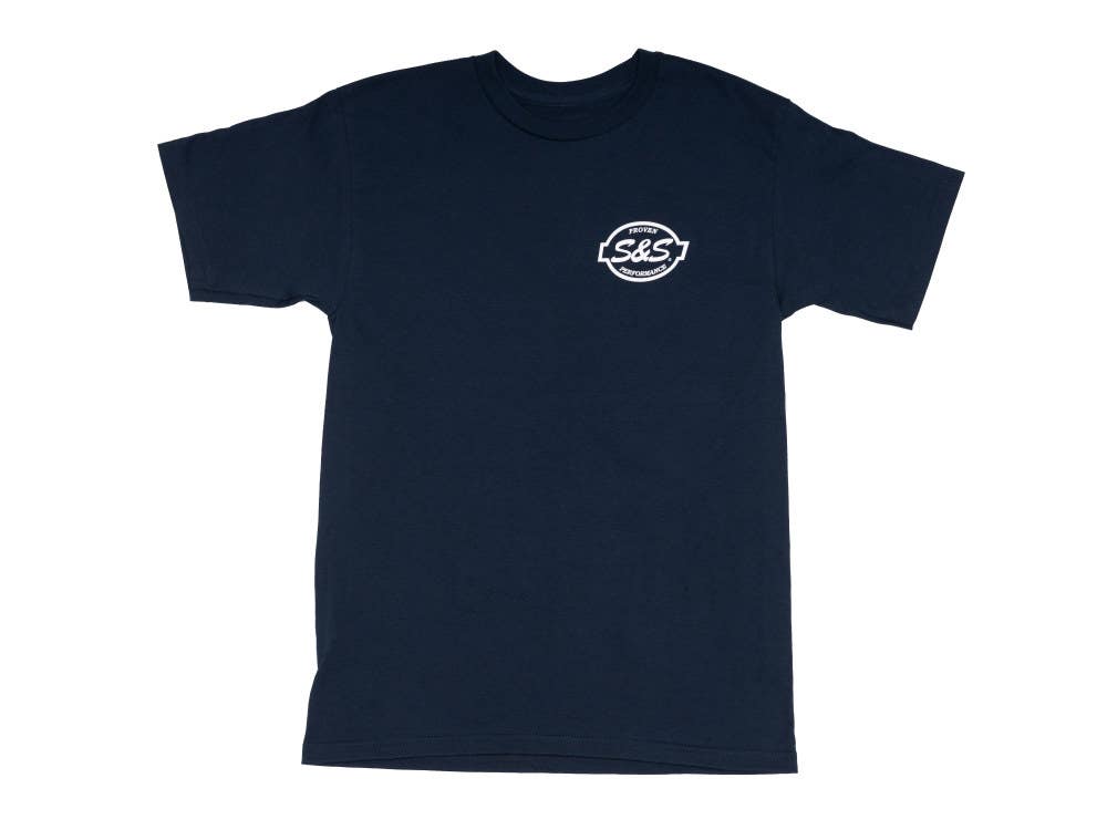 S&S CYCLE PERFORMANCE MENS PERFORMANCE PARTS NAVY T-SHIRT