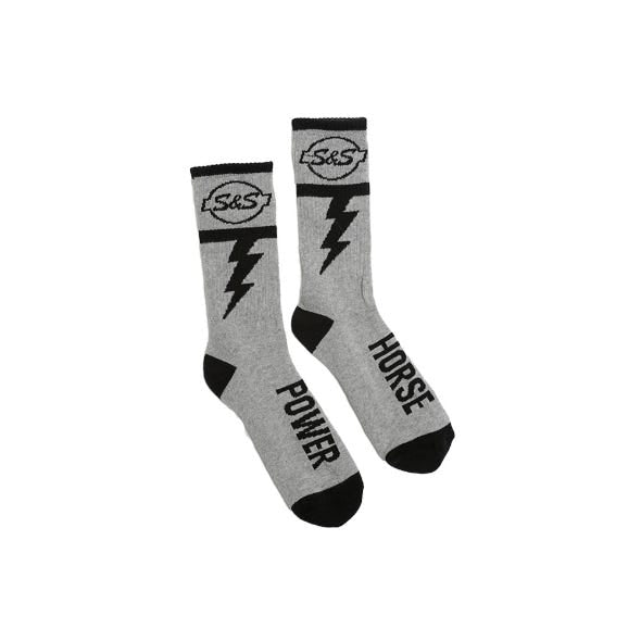 S&S CYCLE PERFORMANCE S&S CYCLE HORSEPOWER GRAY/BLACK CREW SOCK.