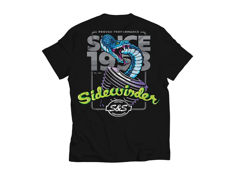 S&S CYCLE PERFORMANCE MENS S&S CYCLE BLACK SIDEWINDER T-SHIRT