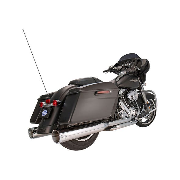 S&S CYCLE PERFORMANCE 4-1/2IN. MK45 SLIP-ON MUFFLERS - CHROME WITH CHROME TRACER END CAPS. FITS TOURING 1995-2016.