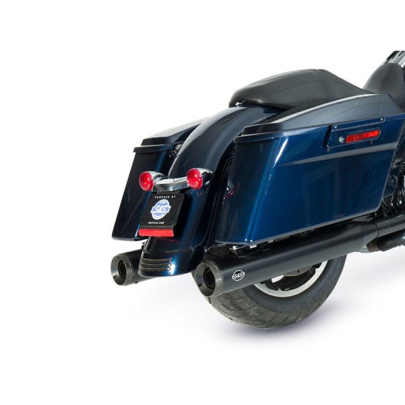 S&S CYCLE PERFORMANCE 4IN. GRAND NATIONAL SLIP-ON MUFFLERS - BLACK WITH BLACK END CAPS. FITS TOURING 1995-2016 & TRIKE 2017-2020.