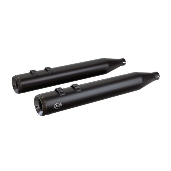S&S CYCLE PERFORMANCE 4IN. GRAND NATIONAL SLIP-ON MUFFLERS - BLACK WITH BLACK END CAPS. FITS TOURING 2017UP.