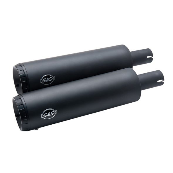 S&S CYCLE PERFORMANCE 4IN. GRAND NATIONAL SLIP-ON MUFFLERS - BLACK. FITS FAT BOB 2018UP.