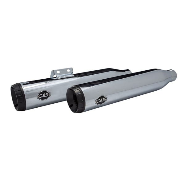 S&S CYCLE PERFORMANCE 3-1/2IN. GRAND NATIONAL SLIP-ON MUFFLERS - CHROME WITH BLACK END CAPS. FITS SOFTAIL SLIM STREET BOB LOW RIDER BREAKOUT & FAT BOY 2018UP & STANDARD