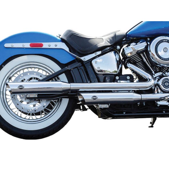S&S CYCLE PERFORMANCE 3-1/2IN. SLASH CUT SLIP-ON MUFFLERS - CHROME. FITS HERITAGE CLASSIC 2018UP & DELUXE 2018-2020
