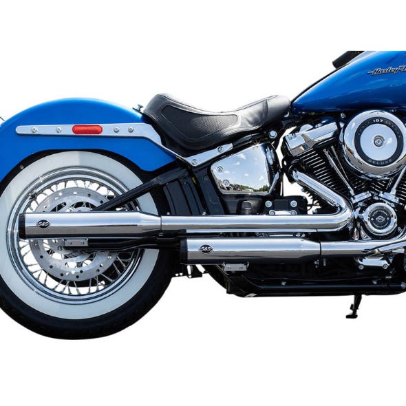 S&S CYCLE PERFORMANCE 3-1/2IN. GRAND NATIONAL SLIP-ON MUFFLERS - CHROME WITH BLACK END CAPS. FITS HERITAGE CLASSIC 2018UP & DELUXE 2018-2020