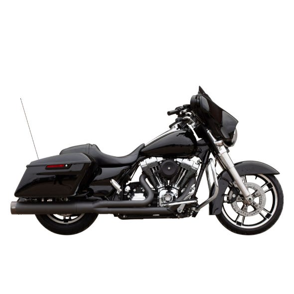 S&S CYCLE PERFORMANCE 2-INTO-1 SIDEWINDER EXHAUST - BLACK WITH BLACK END CAP. FITS TOURING 1995-2016.