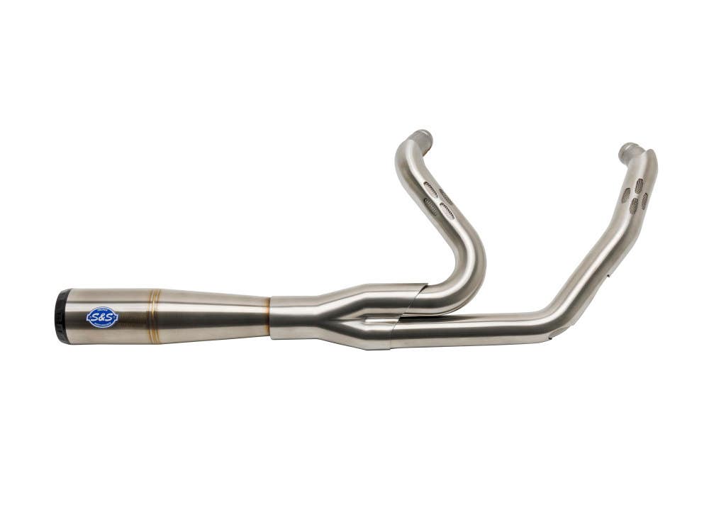 S&S CYCLE PERFORMANCE 2-INTO-1 DIAMONDBACK EXHAUST - STAINLESS WITH BLACK END CAP. FITS TOURING 2017UP.