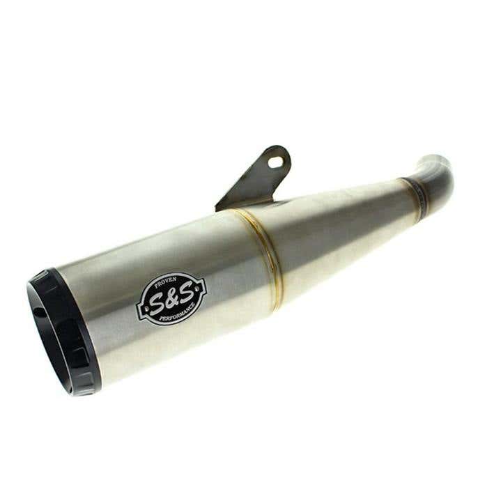 S&S CYCLE PERFORMANCE 4IN. GRAND NATIONAL SLIP-ON MUFFLER - STAINLESS STEEL WITH BLACK END CAP. FITS X500 2023UP