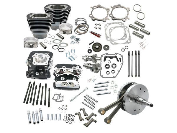 S&S CYCLE PERFORMANCE 124CI HOT SET UP KIT WITH 91CC S&S CYLINDER HEADS - BLACK. FITS TWIN CAM 88B SOFTAIL 2000-2006.