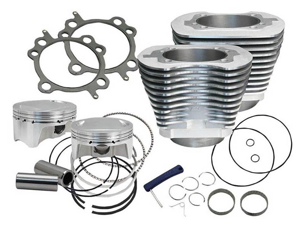 S&S CYCLE PERFORMANCE 107CI BIG BORE KIT - SILVER. FITS TWIN CAM 2007-2017.