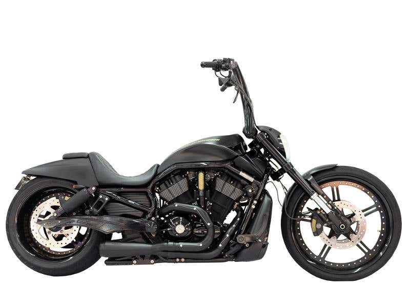 TRASK PERFORMANCE ASSAULT 2-INTO-1 EXHAUST - BLACK. FITS V-ROD 2007-2017.