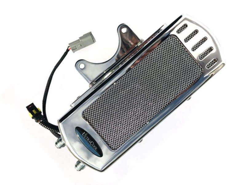ULTRA COOL OIL COOLERS FAN ASSISTED SIDE MOUNT OIL COOLER KIT - CHROME. FITS TOURING 2009-2016