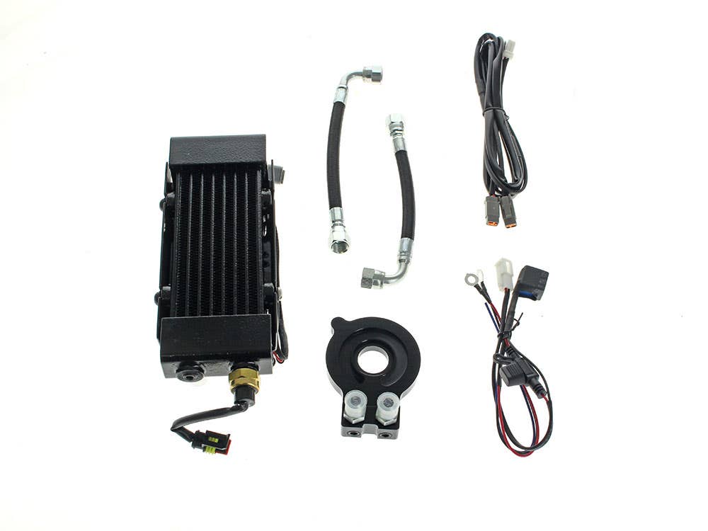ULTRA COOL OIL COOLERS FAN ASSISTED SIDE MOUNT OIL COOLER KIT - NAKED. FITS SOFTAIL 2018UP WITH HARLEY-DAVIDSON BRANDED ENGINE GUARDS